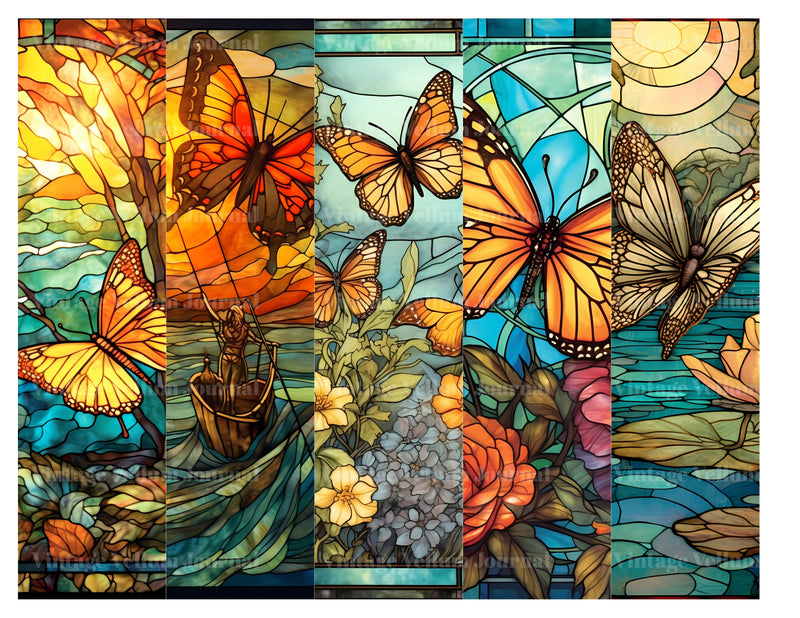 Stained Glass Butterflies Junk Journal Pages - CraftNest
