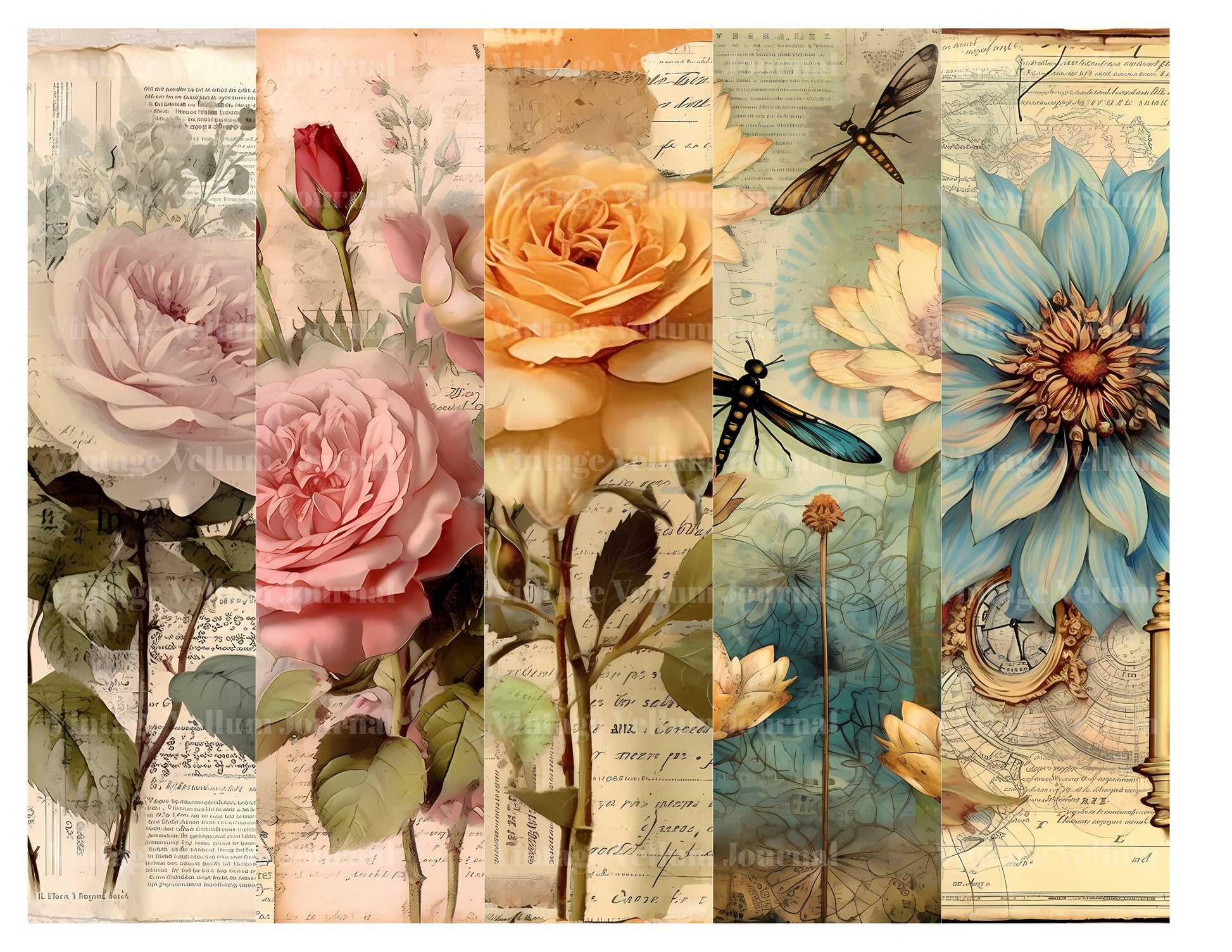 Flower Books Junk Journal Pages - CraftNest