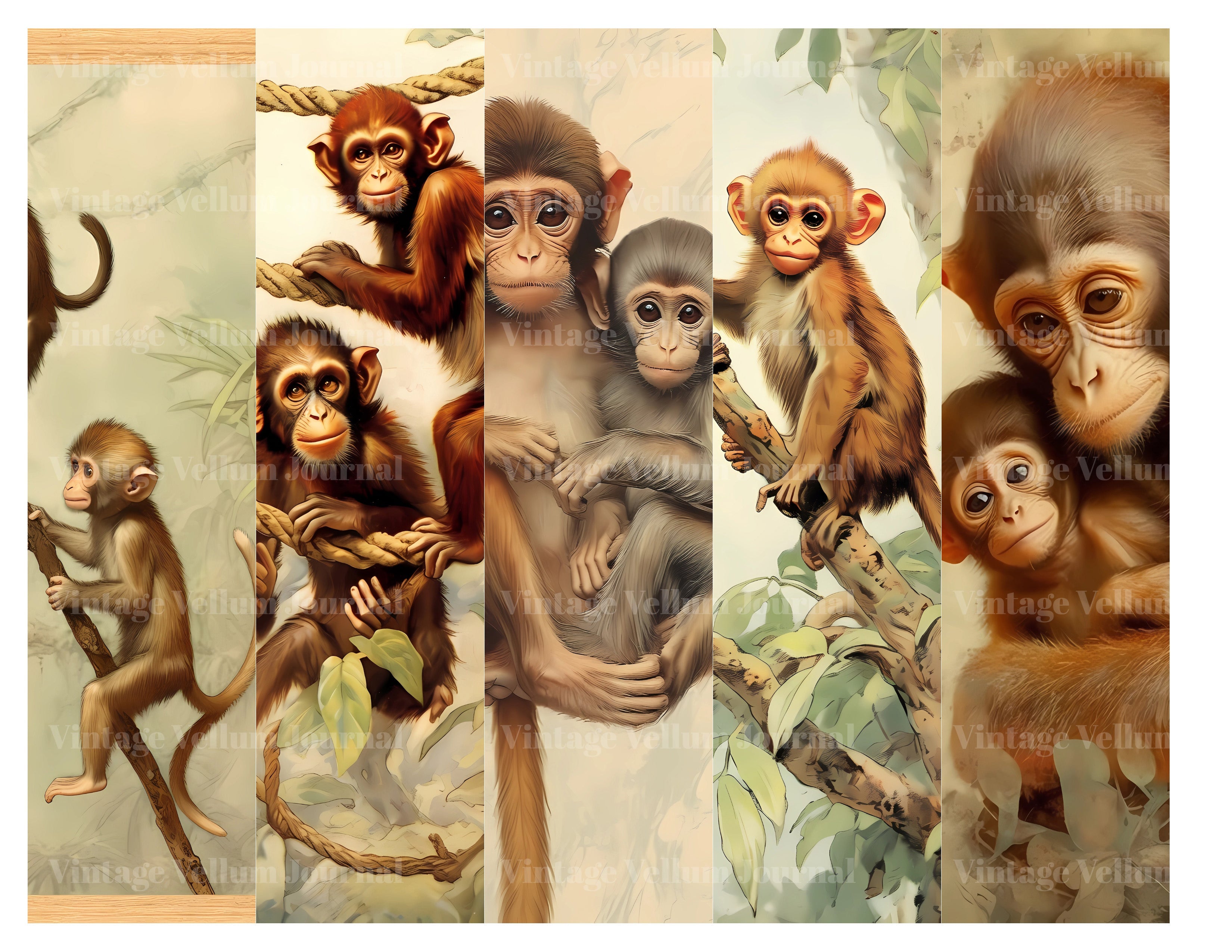 Baby Monkeys Junk Journal Pages - CraftNest