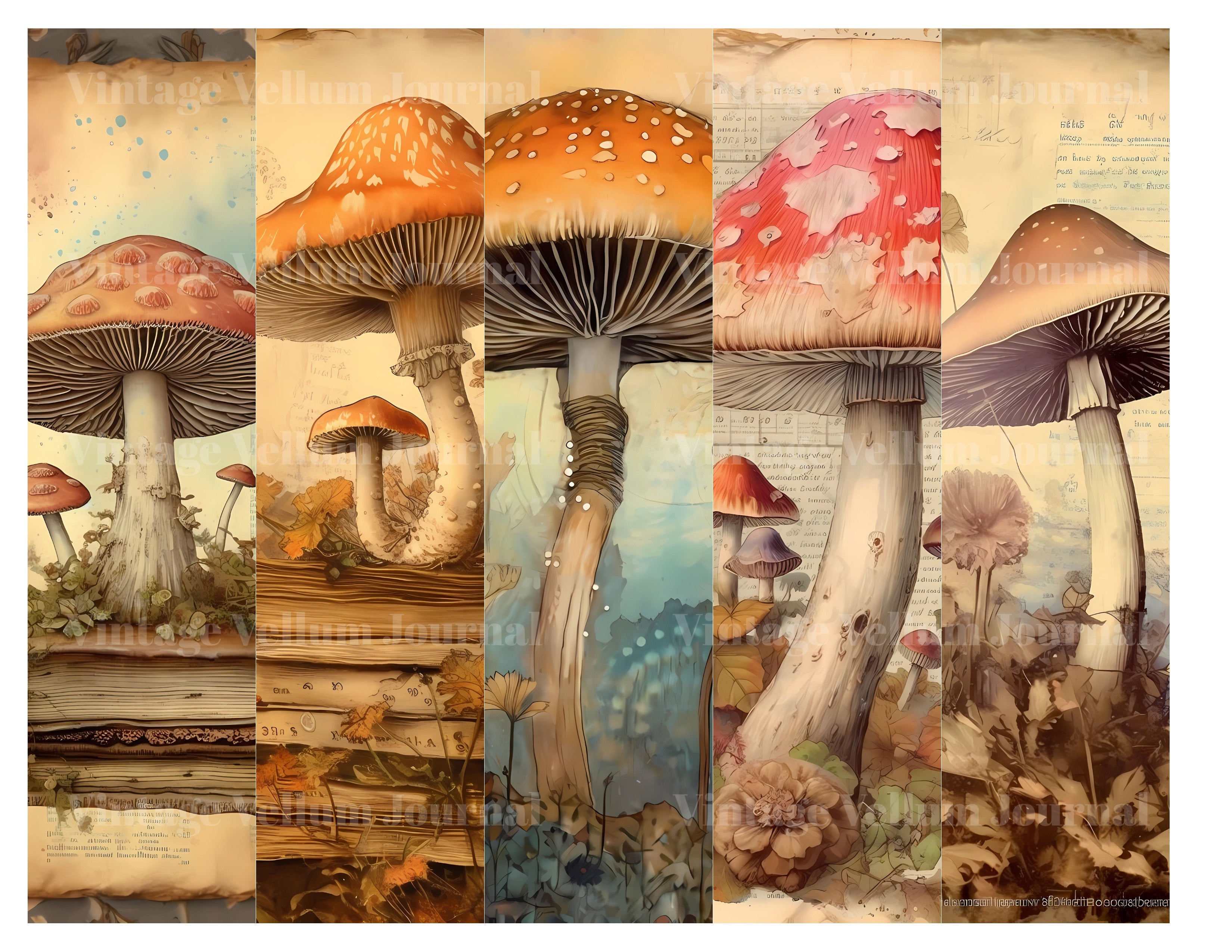 Mushroom Books Junk Journal Pages - CraftNest