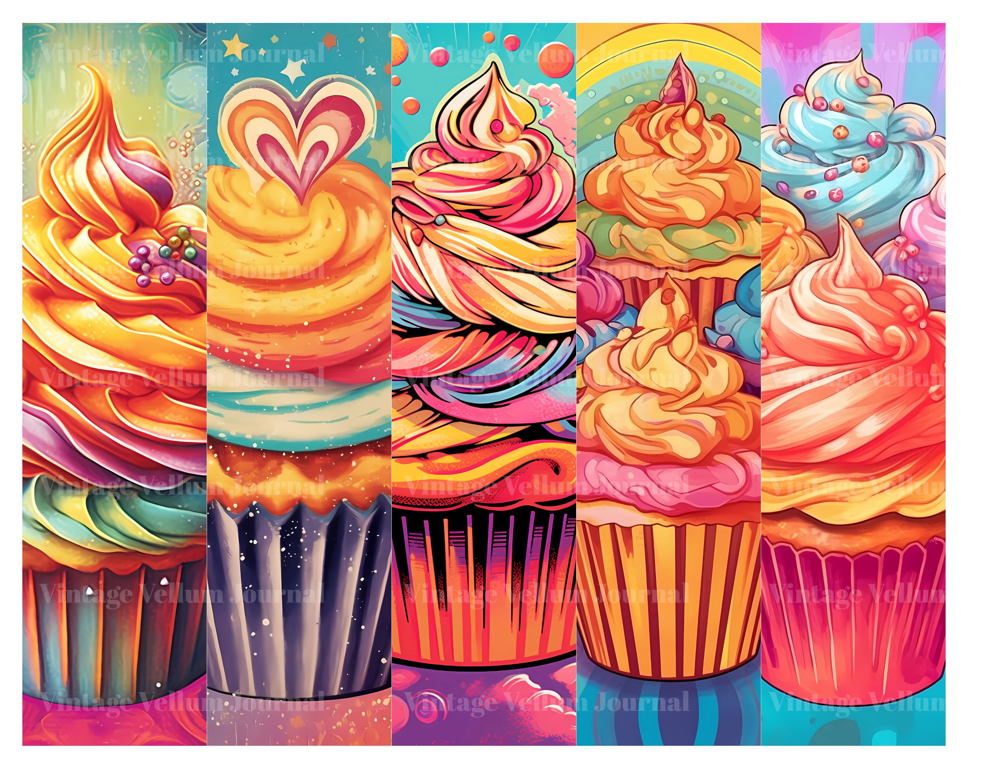 Rainbow Cupcakes Junk Journal Pages - CraftNest