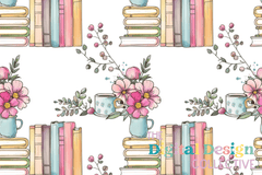 Seamless Books & Coffee Patterns - CraftNest - Digital Crafting and Art