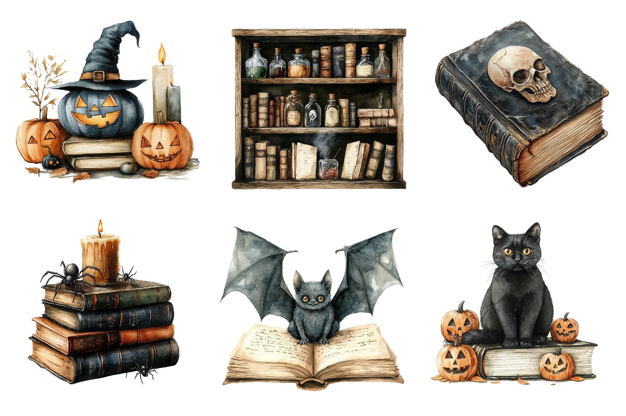 Books Halloween Clipart Bundle 6