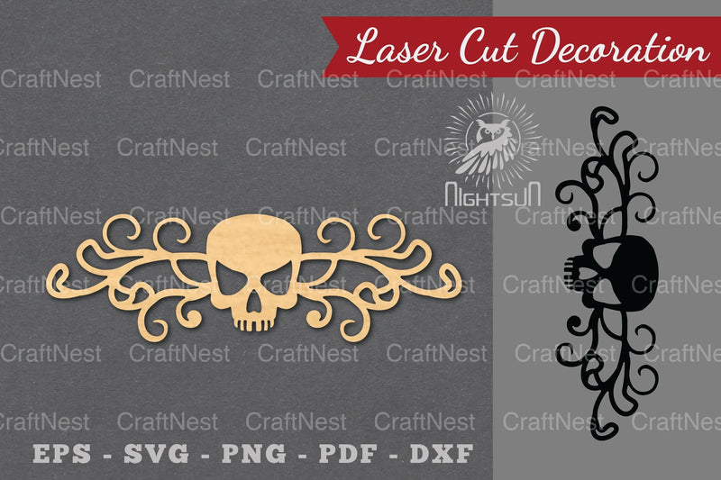 Border Skull Laser Cut Decoration Clipart - CraftNest - Digital Crafting and Art