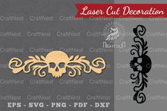 Border Skull Laser Cut Decoration Clipart Bundle - CraftNest - Digital Crafting and Art