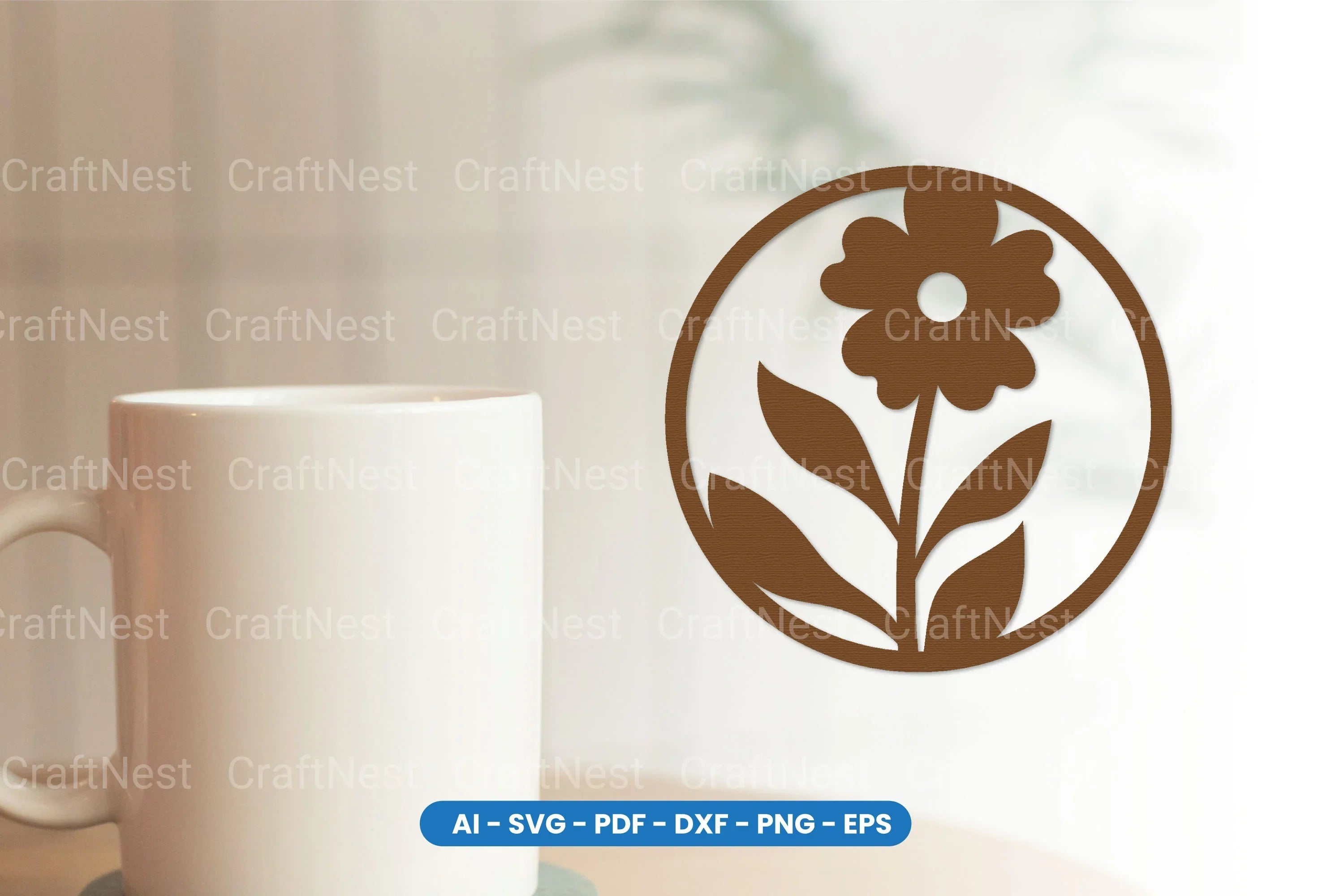 Botanical Floral Round Coaster Laser Cut SVG Bundle - CraftNest - Digital Crafting and Art