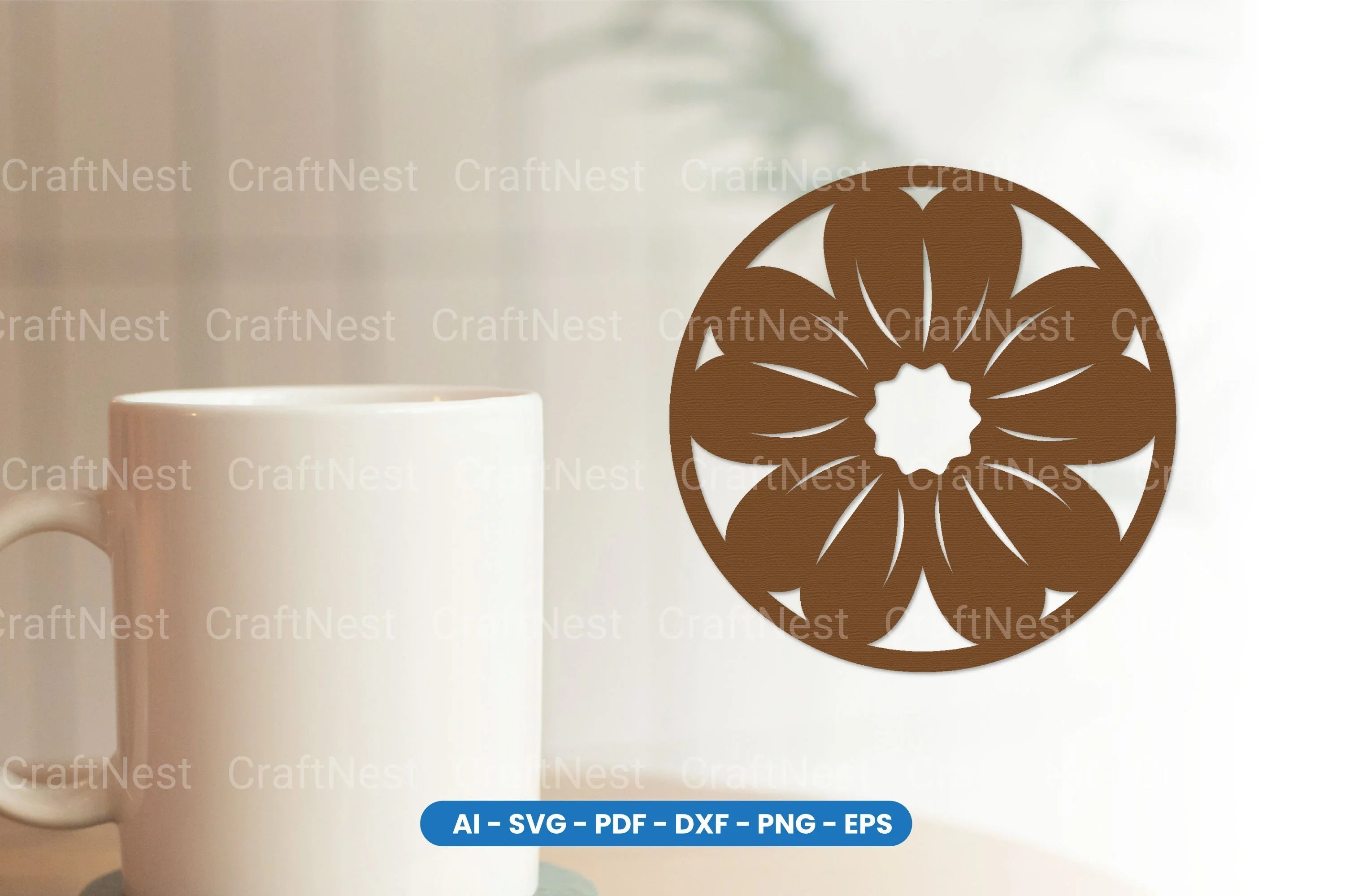 Botanical Floral Round Coaster Laser Cut SVG Bundle - CraftNest - Digital Crafting and Art
