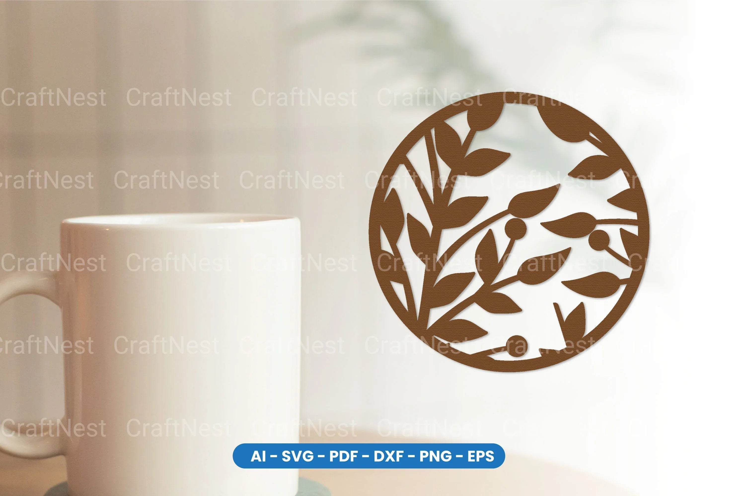 Botanical Floral Round Coaster Laser Cut SVG Bundle - CraftNest - Digital Crafting and Art