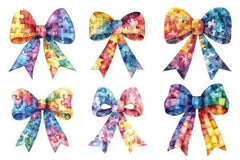 Bow Autism Awareness Clipart Bundle - CraftNest - Digital Crafting and Art