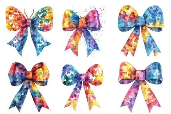 Bow Autism Awareness Clipart Bundle - CraftNest - Digital Crafting and Art