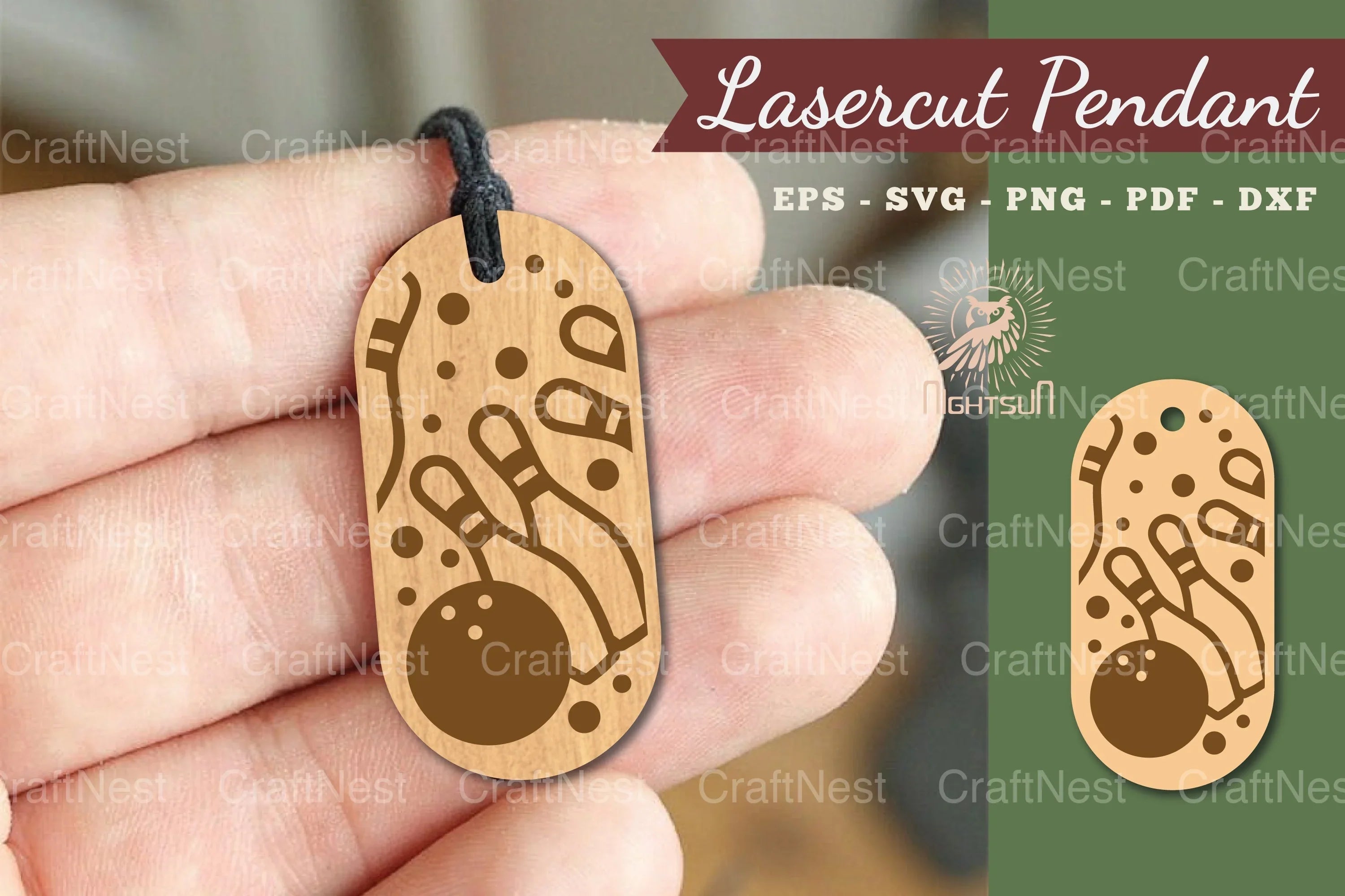 Bowling Lasercut Pendant Design Bundle - CraftNest - Digital Crafting and Art