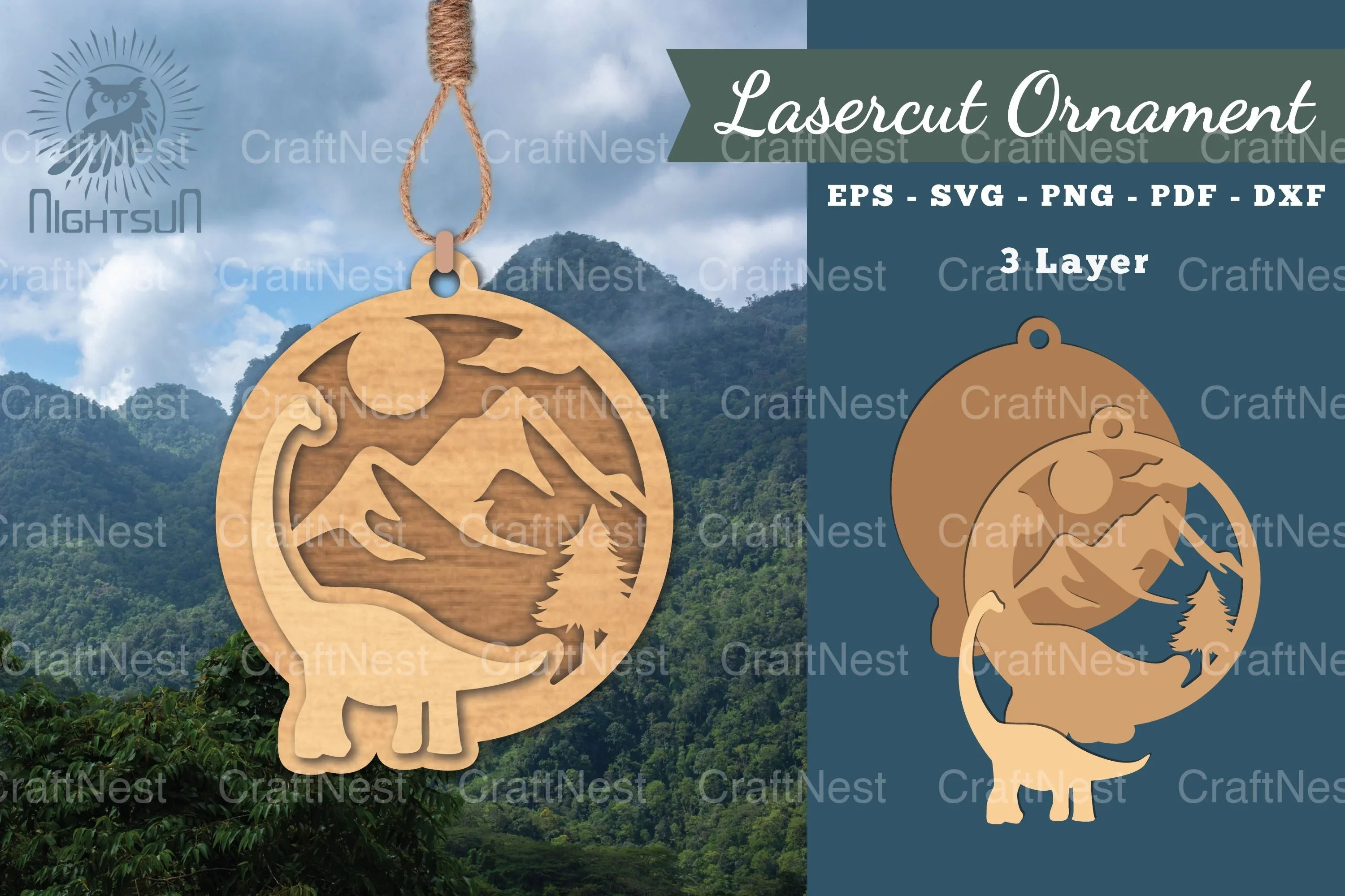 Brontosaurus Laser Cut Ornament Clipart Bundle - CraftNest - Digital Crafting and Art