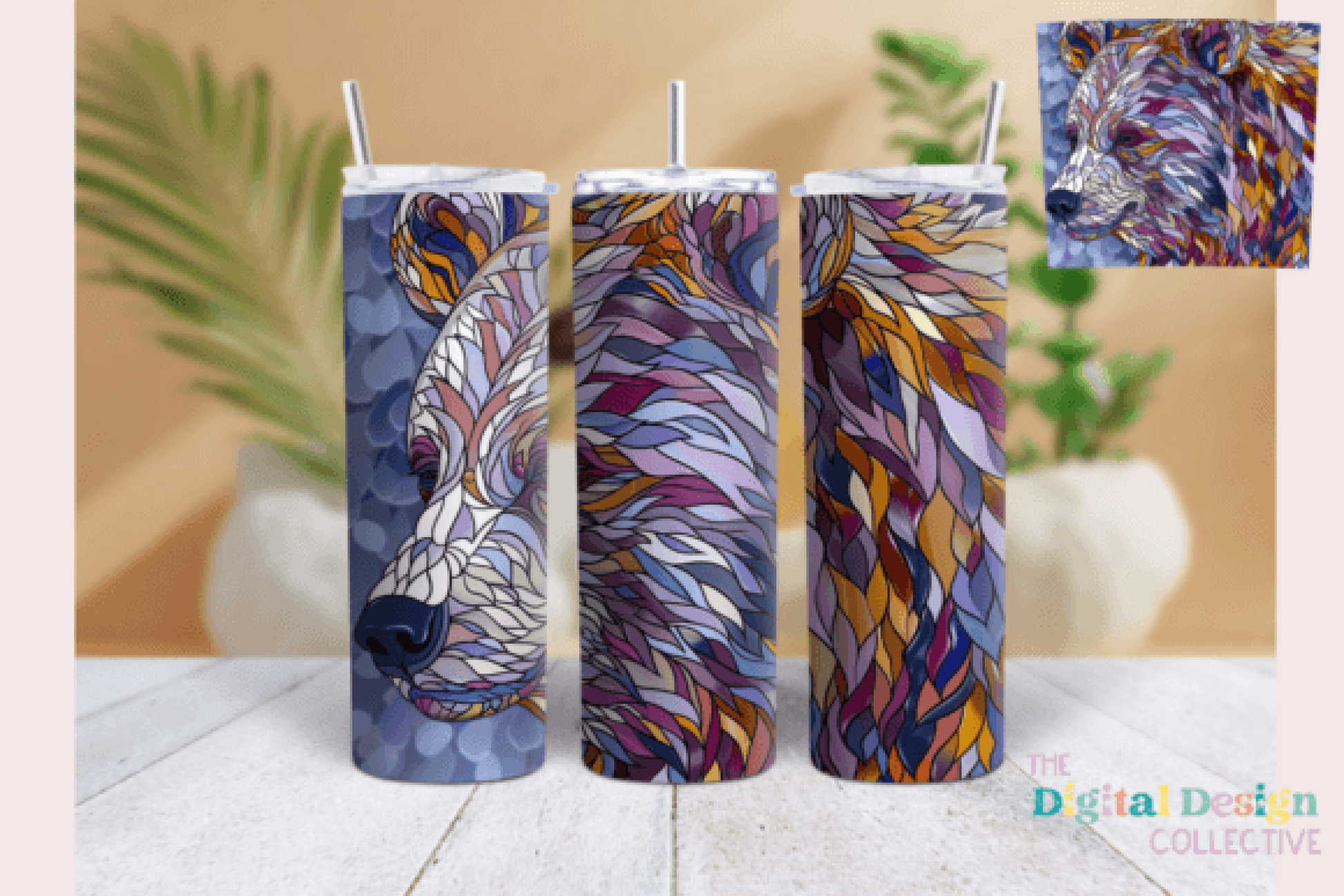 Brown Bear Stained Glass Tumbler Wrap - CraftNest - Digital Crafting and Art