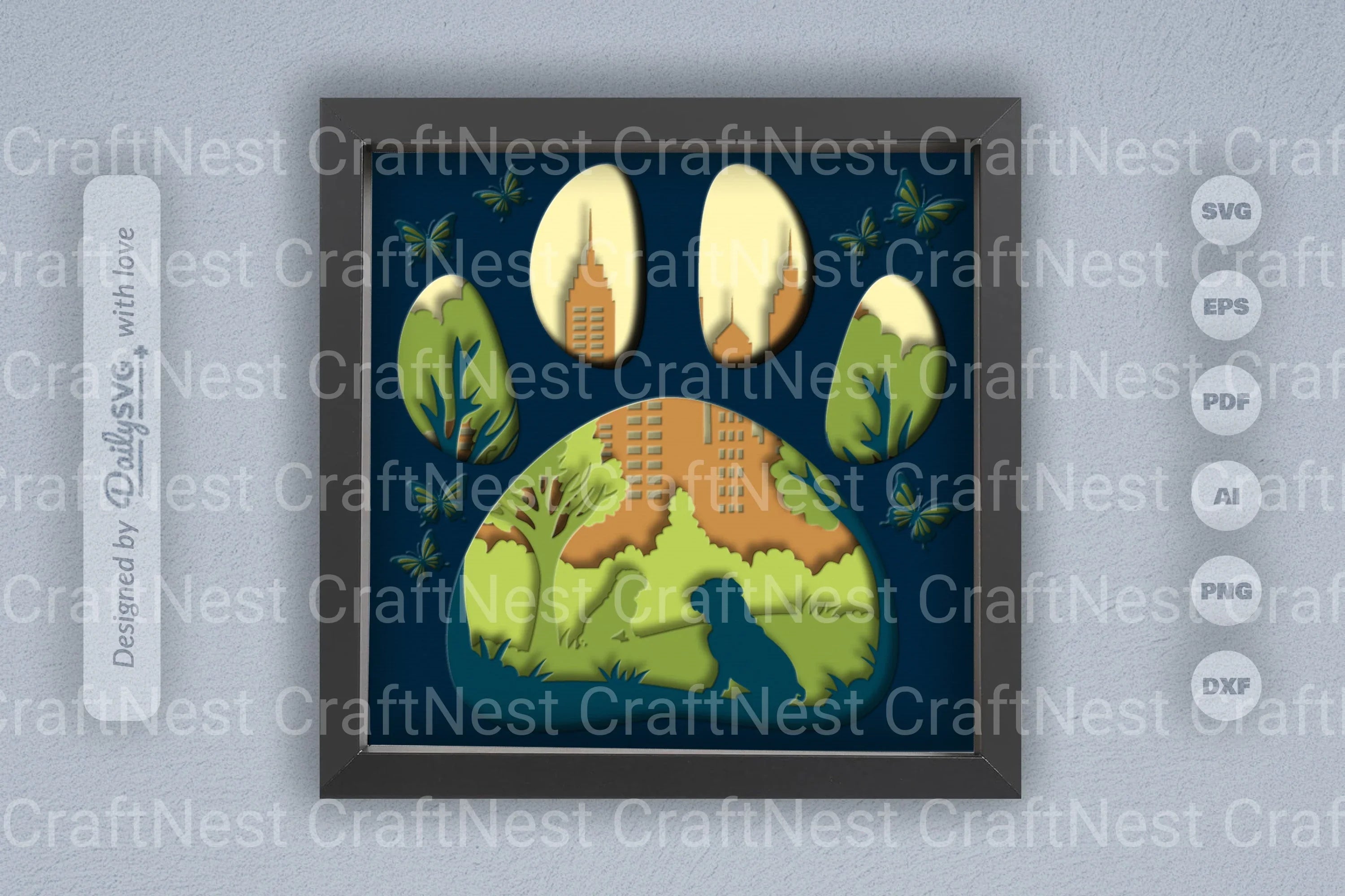 Bulldog Papercut SVG Bundle: Park Sitting Design