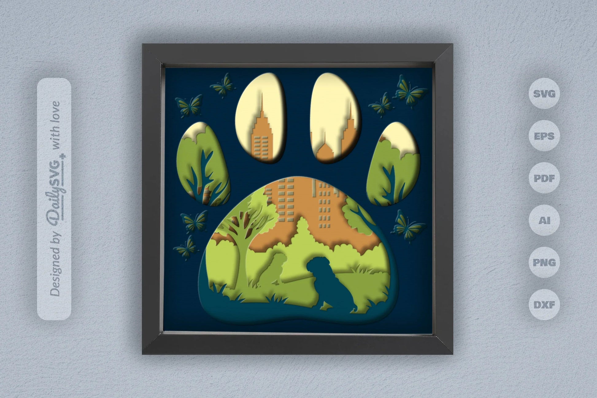 Bulldog Papercut SVG Bundle: Park Sitting Design - CraftNest - Digital Crafting and Art