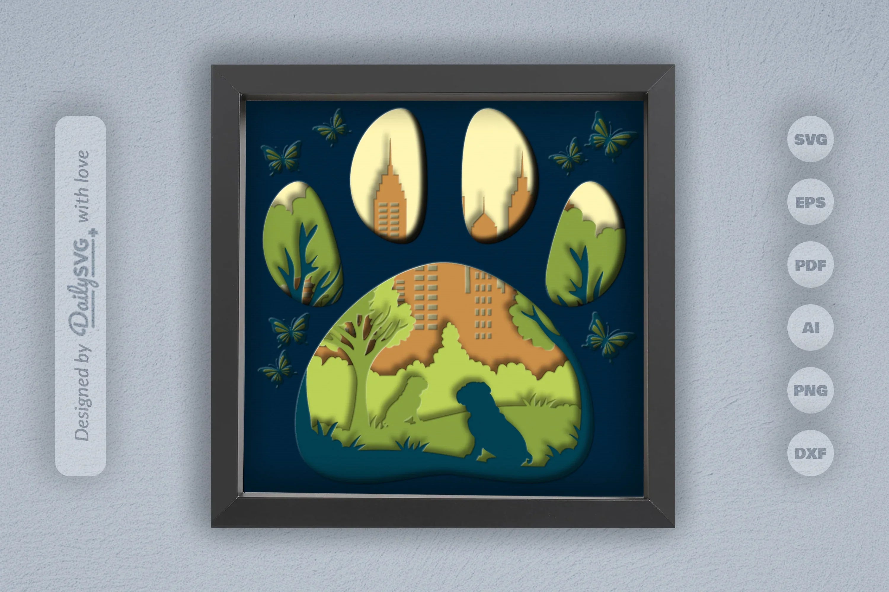 Bulldog Papercut SVG Bundle: Park Sitting Design - CraftNest - Digital Crafting and Art
