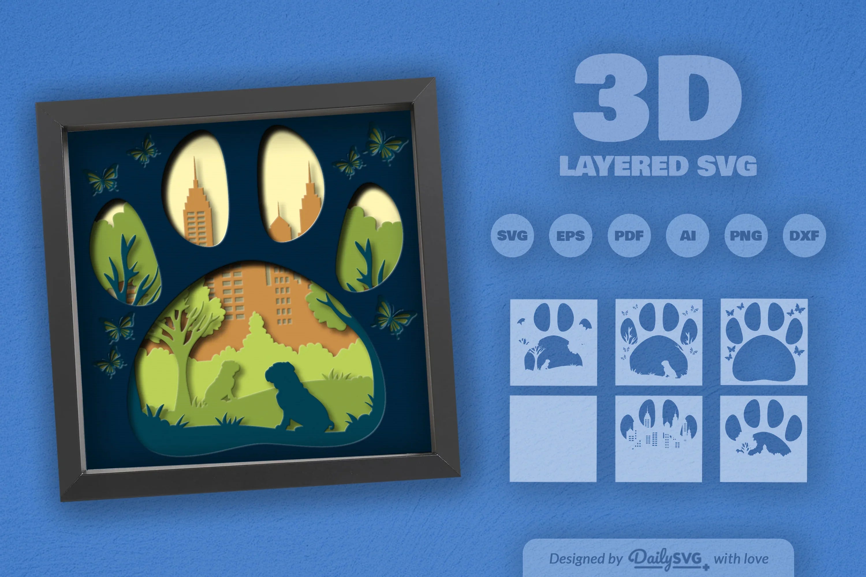 Bulldog Papercut SVG Bundle: Park Sitting Design - CraftNest - Digital Crafting and Art