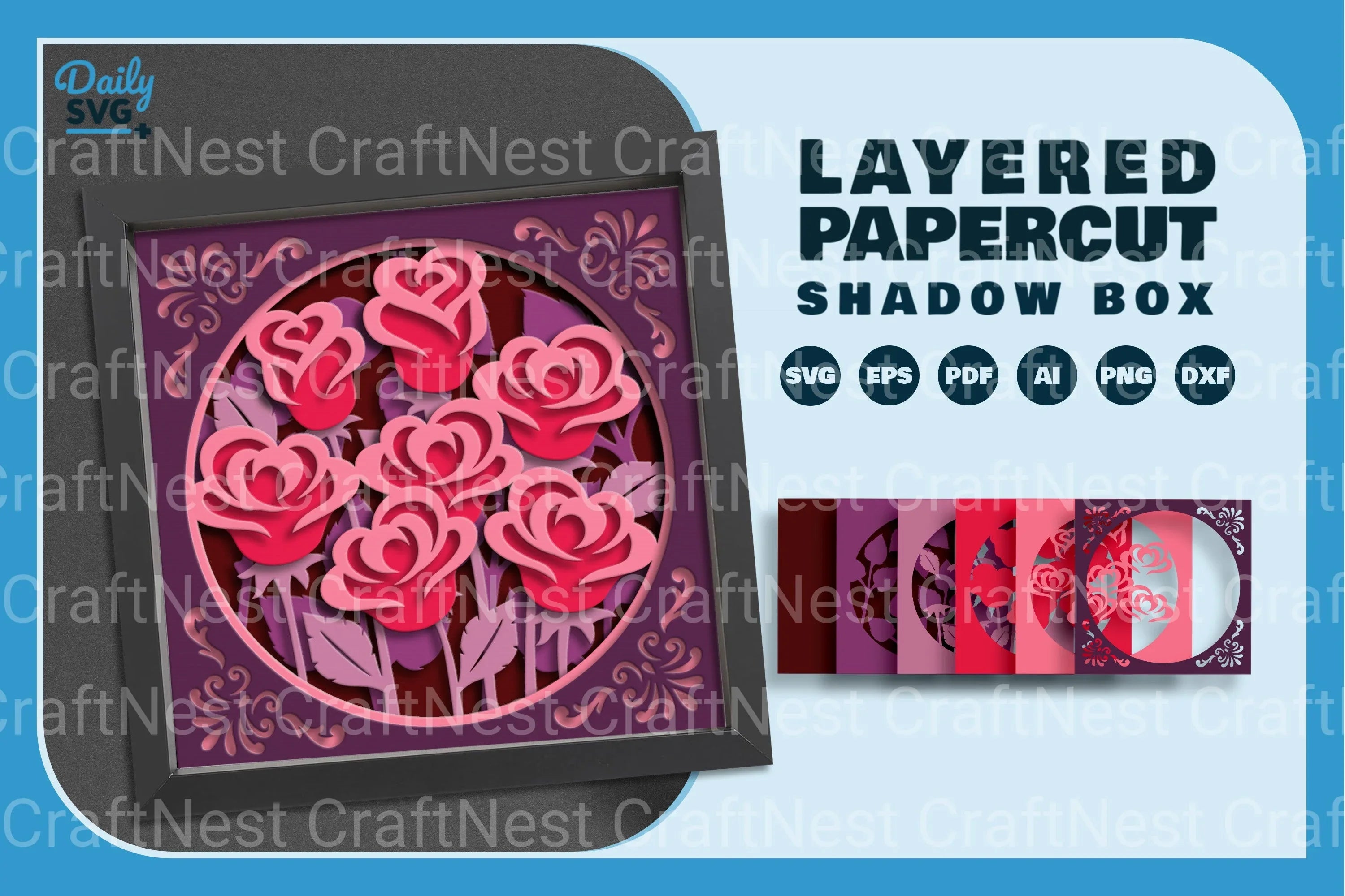 Papercut SVG Bundle: Bunch of Roses Design