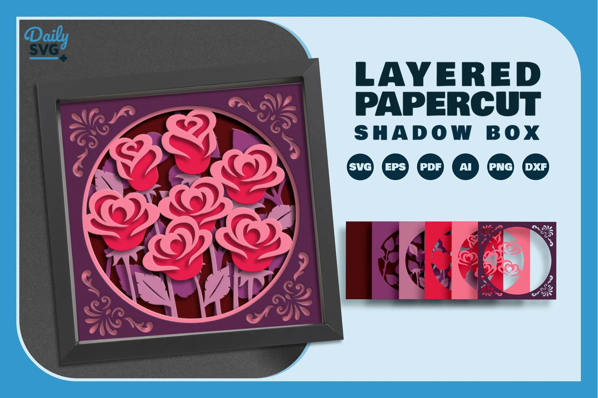 Papercut SVG Bundle: Bunch of Roses Design - CraftNest - Digital Crafting and Art