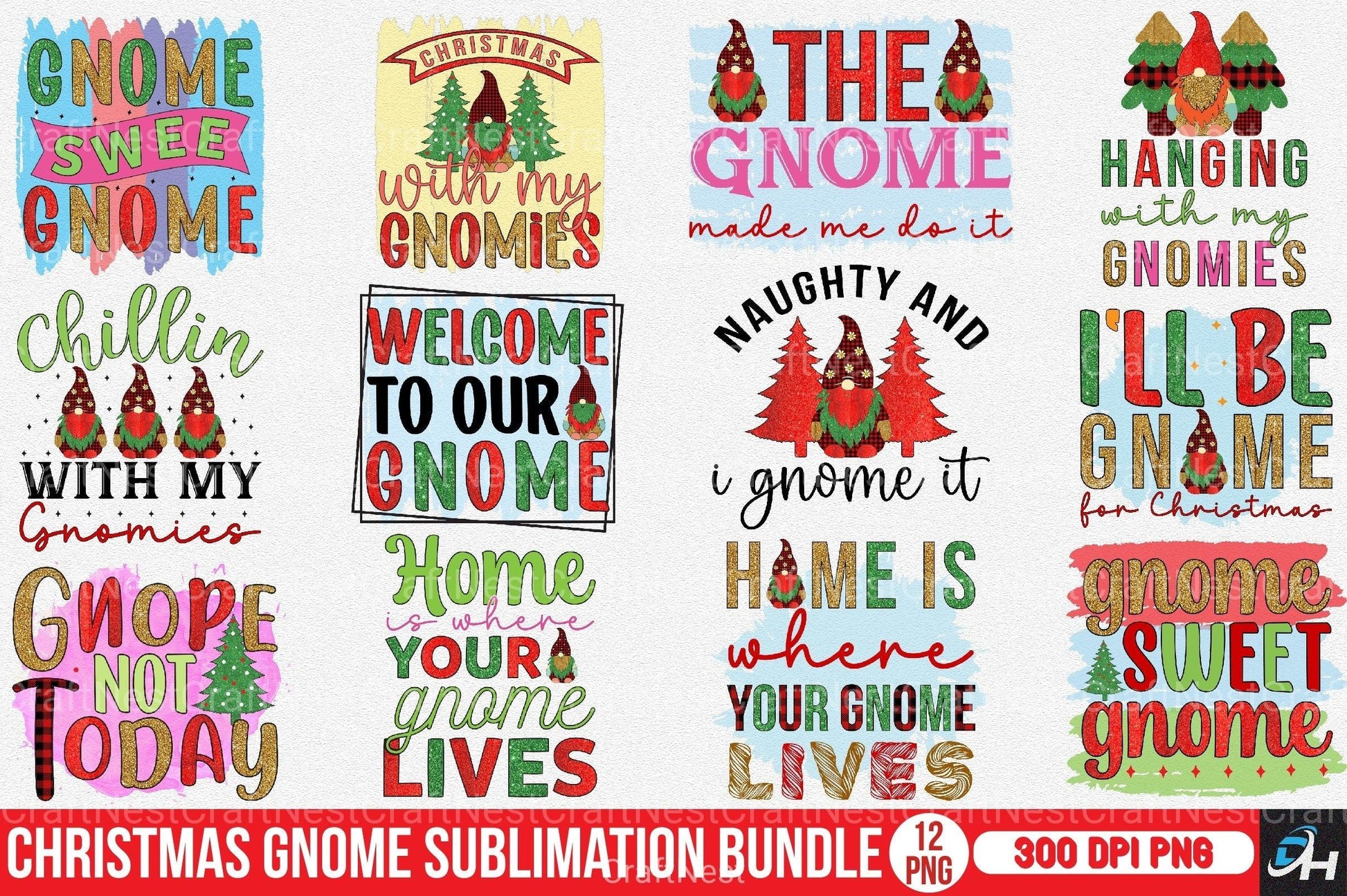 Christmas Gnome Clipart Bundle 10 - CraftNest - Digital Crafting and Art