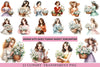 Woman With Daisy Flower Basket Clipart