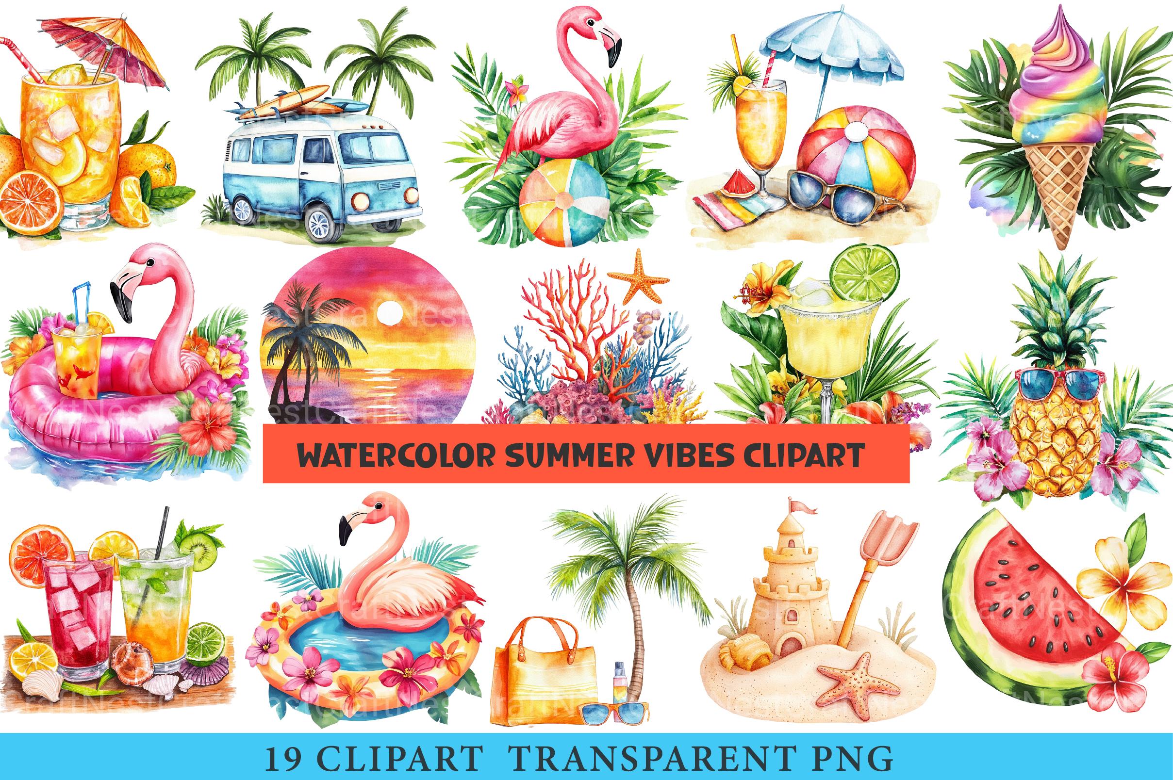 Summer Vibes Clipart - CraftNest - Digital Crafting and Art