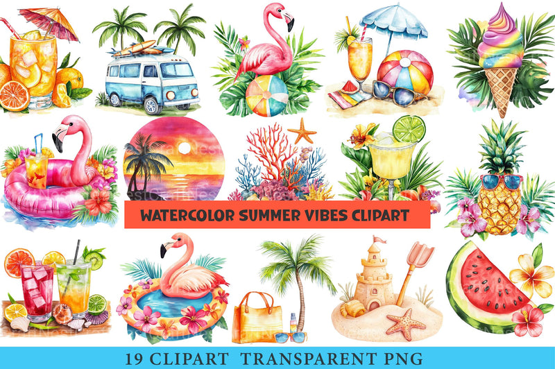Summer Vibes Clipart - CraftNest - Digital Crafting and Art