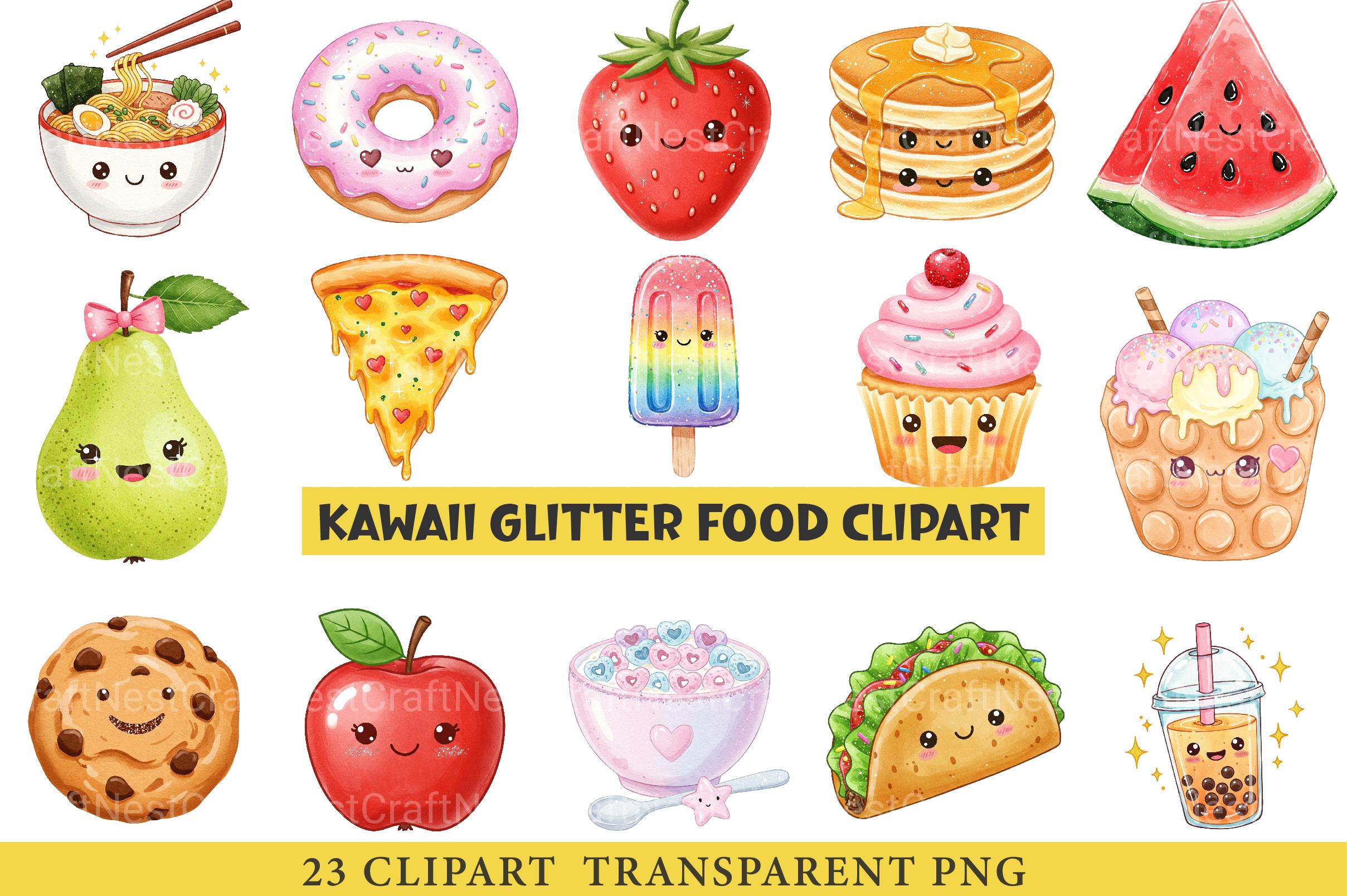 Kawaii Glitter Food Clipart 1 - CraftNest - Digital Crafting and Art