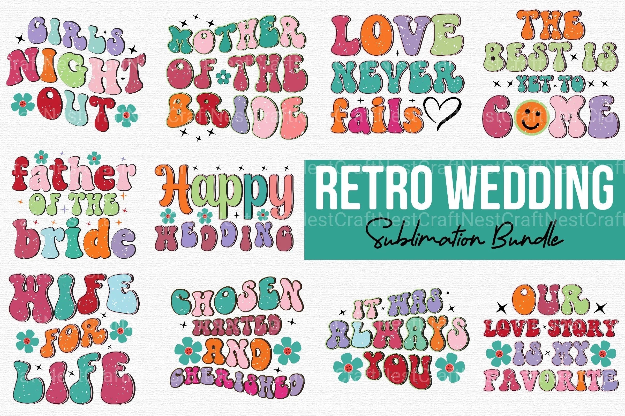 Retro Wedding Clipart Bundle - CraftNest - Digital Crafting and Art