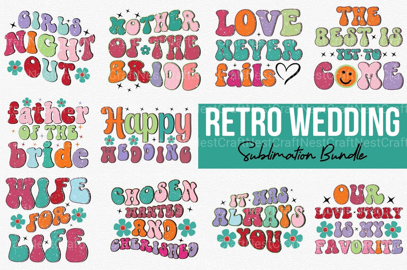 Retro Wedding Clipart Bundle - CraftNest - Digital Crafting and Art