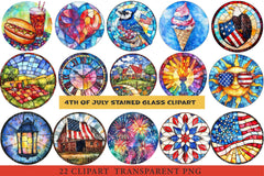 4th of July Stained Glass Clipart - CraftNest - Digital Crafting and Art