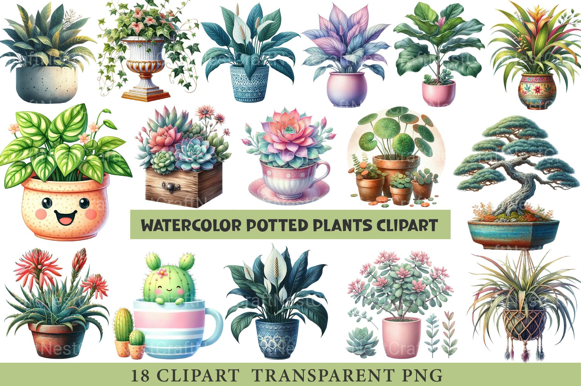 Potted Plants Clipart Bundle - CraftNest - Digital Crafting and Art