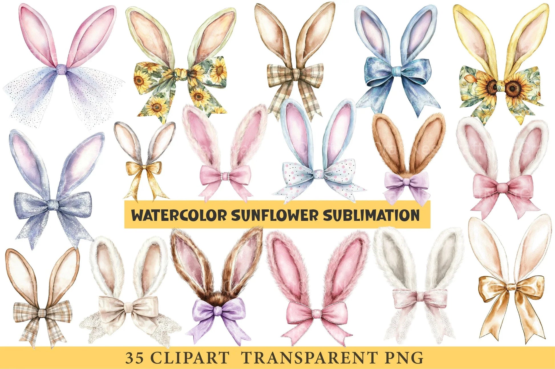Easter Bunny Ear Bow Clipart Bundle - CraftNest - Digital Crafting and Art