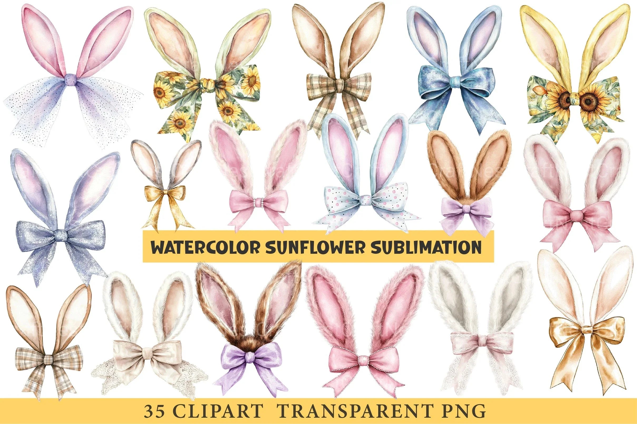 Easter Bunny Ear Bow Clipart Bundle - CraftNest - Digital Crafting and Art