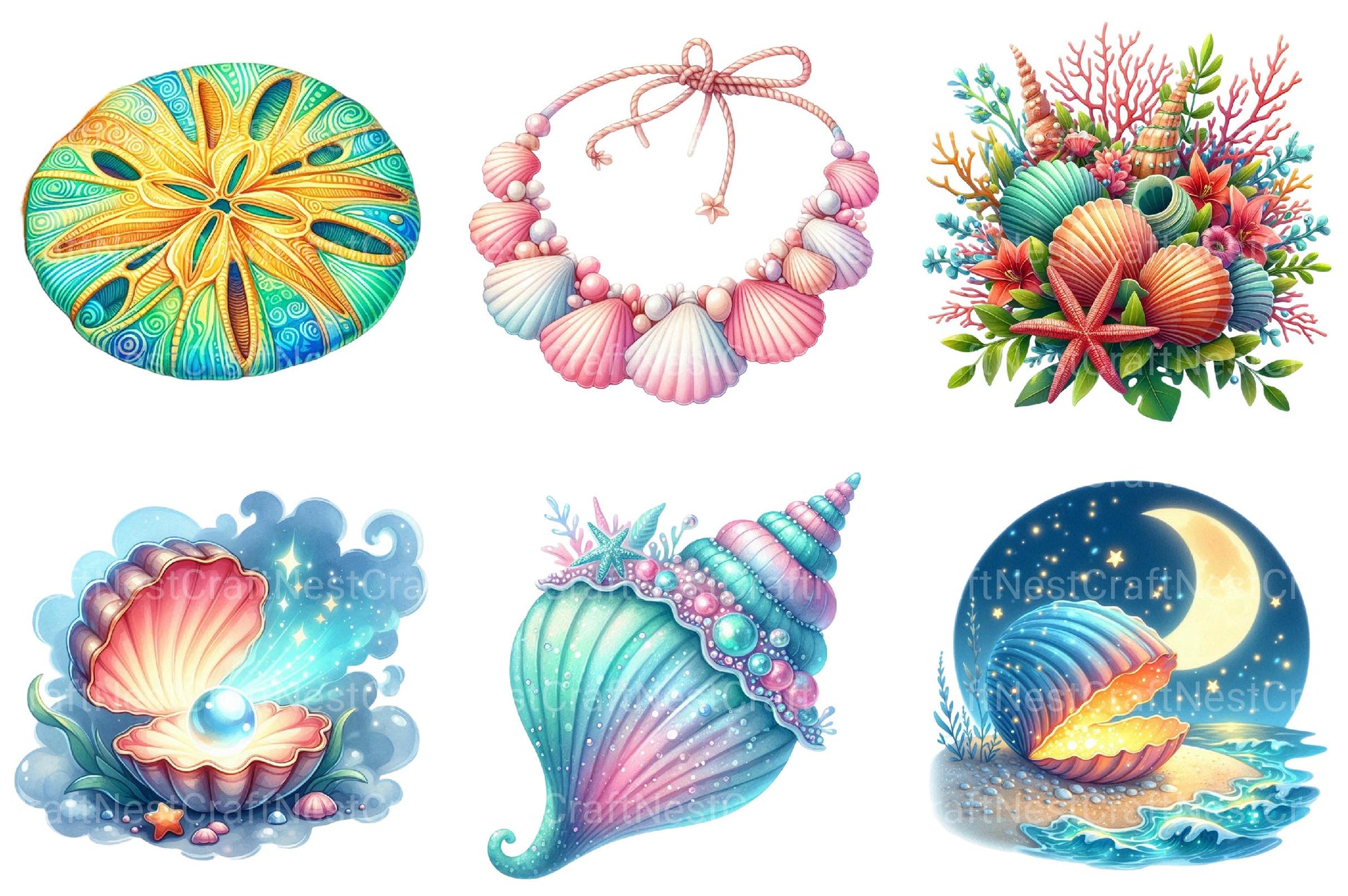 Summer Seashell Clipart - CraftNest - Digital Crafting and Art