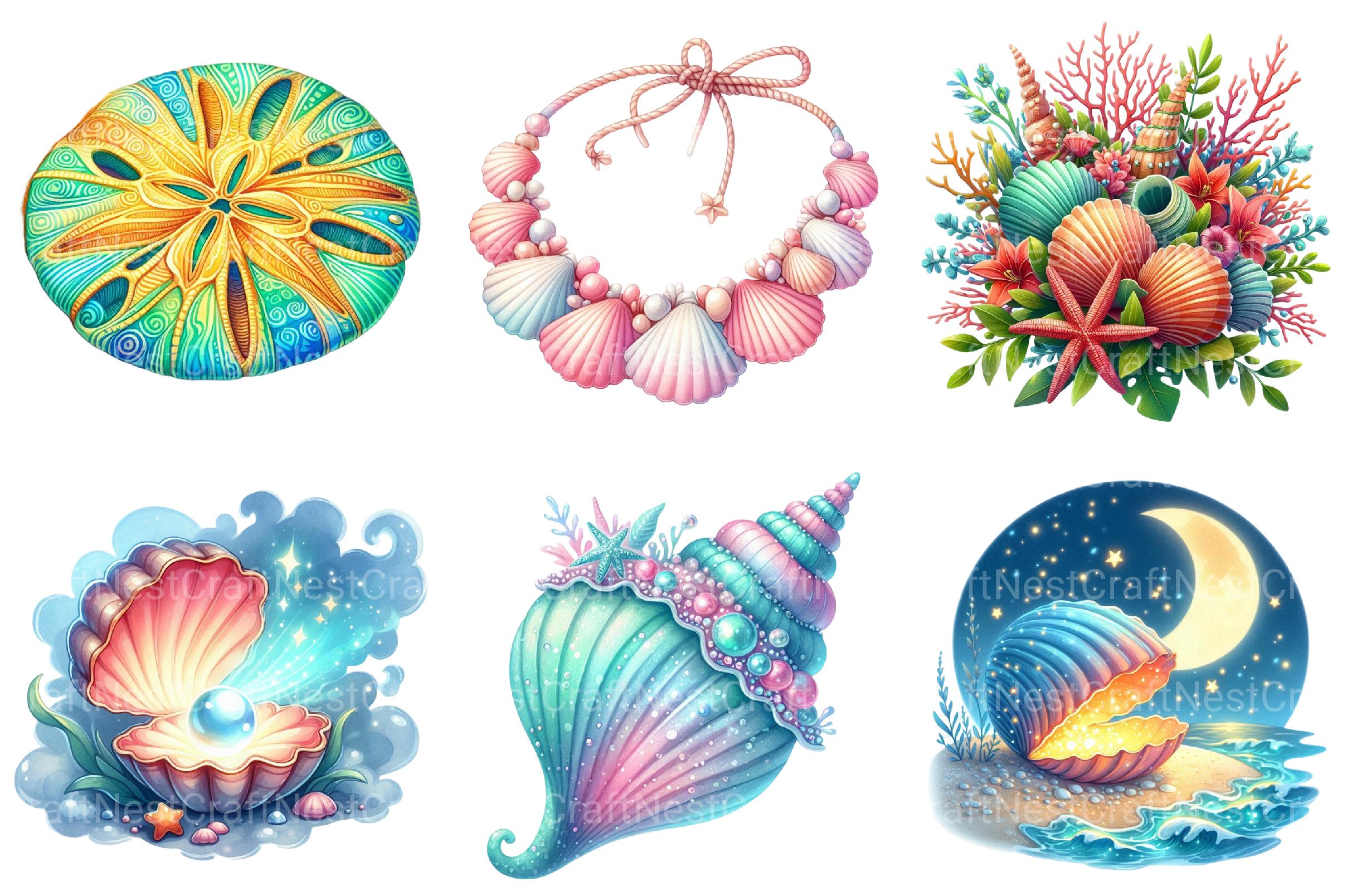 Summer Seashell Clipart - CraftNest - Digital Crafting and Art