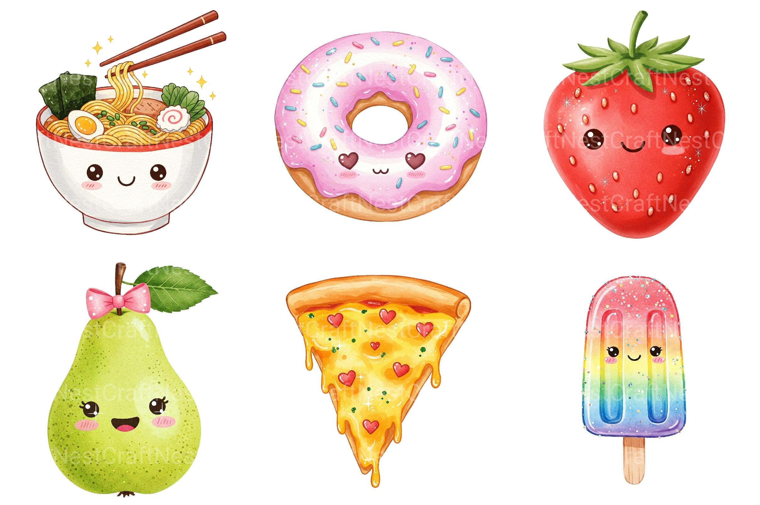 Kawaii Glitter Food Clipart - CraftNest - Digital Crafting and Art