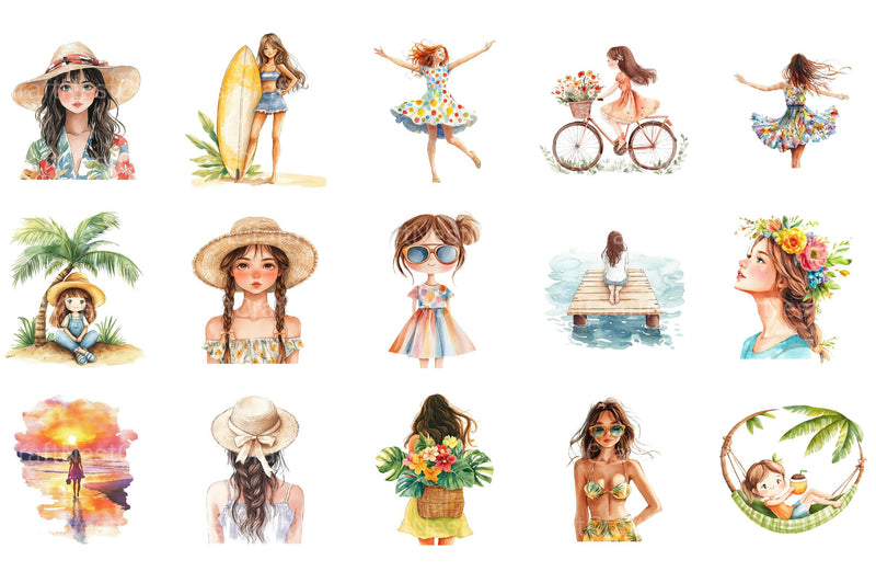 Summer Girl Clipart - CraftNest - Digital Crafting and Art