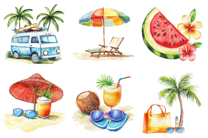 Summer Vibes Clipart - CraftNest - Digital Crafting and Art