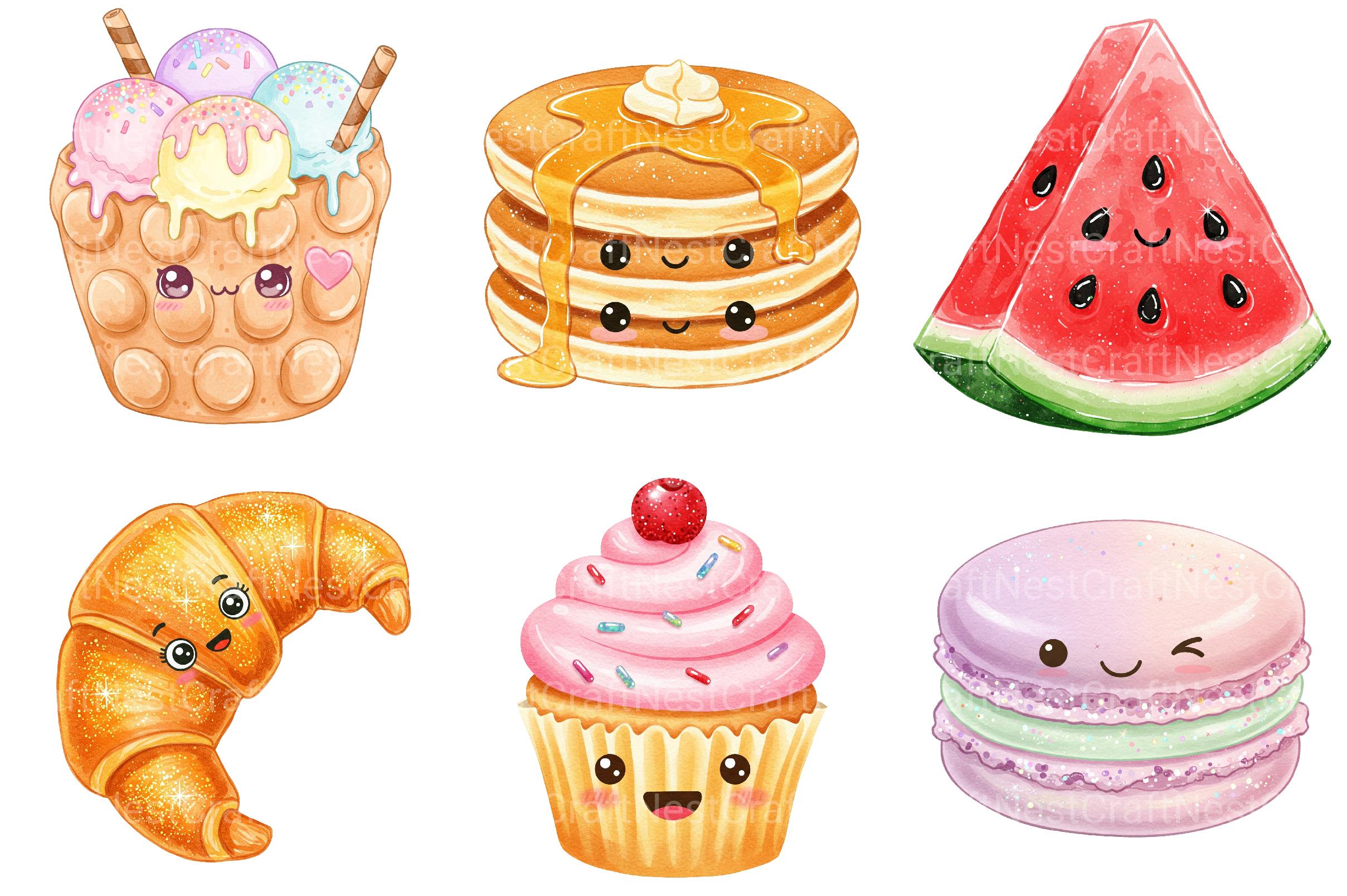 Kawaii Glitter Food Clipart - CraftNest - Digital Crafting and Art
