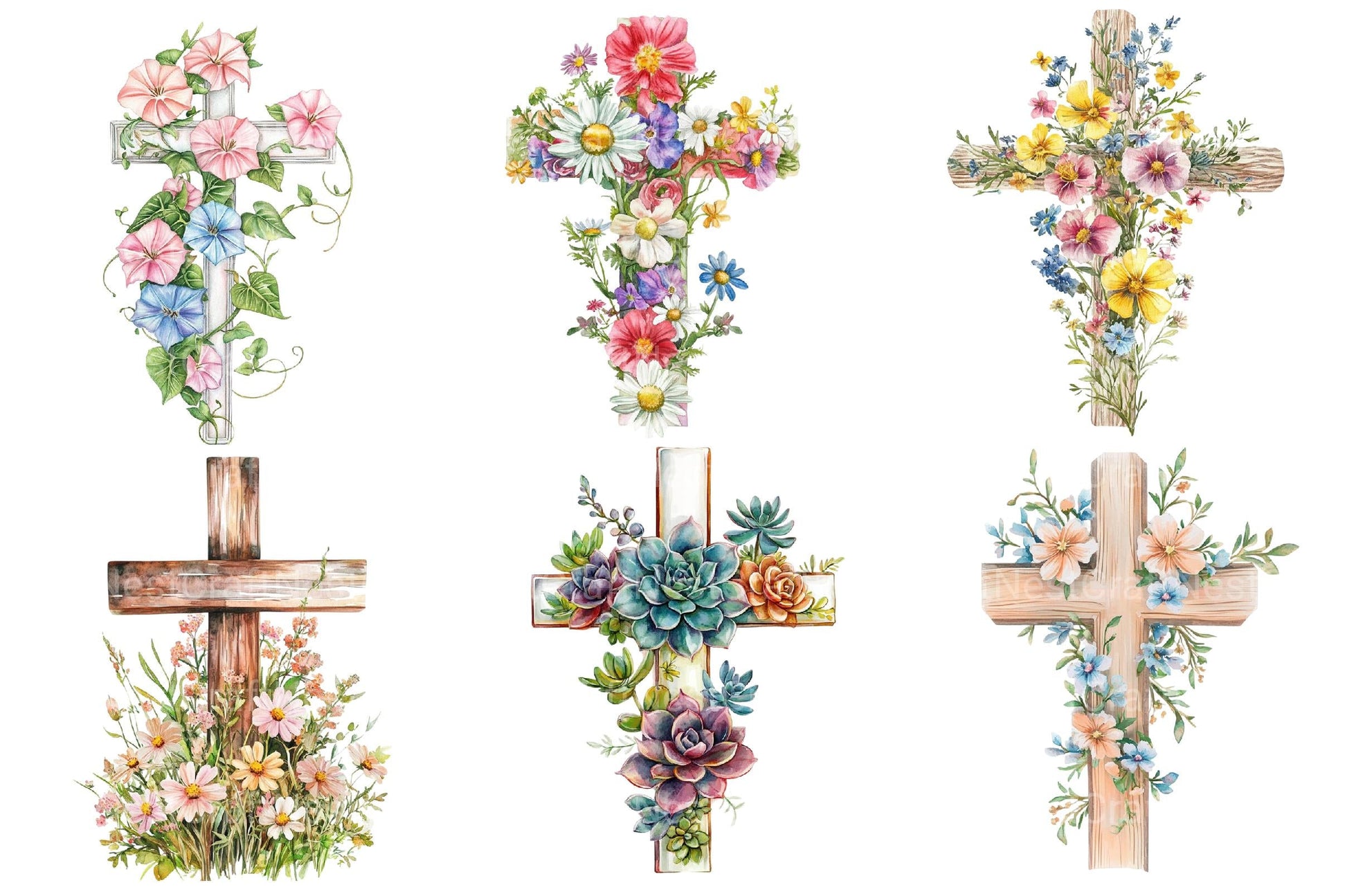 Summer Floral Cross Clipart - CraftNest - Digital Crafting and Art