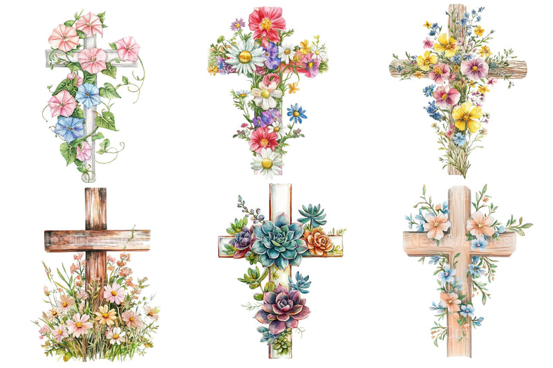 Summer Floral Cross Clipart - CraftNest - Digital Crafting and Art