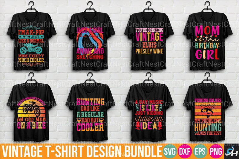 Vintage T Shirt Design Bundle - CraftNest - Digital Crafting and Art