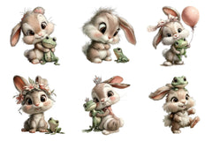 Bunnies and Frogs Clipart Bundle - CraftNest - Digital Crafting and Art
