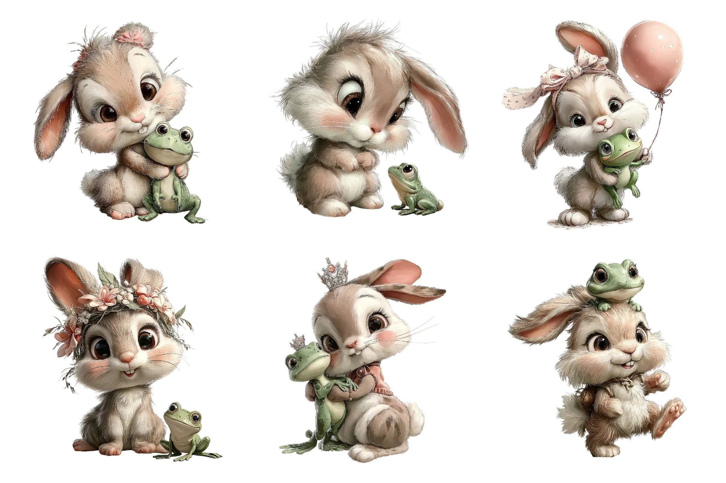 Bunnies and Frogs Clipart Bundle - CraftNest - Digital Crafting and Art