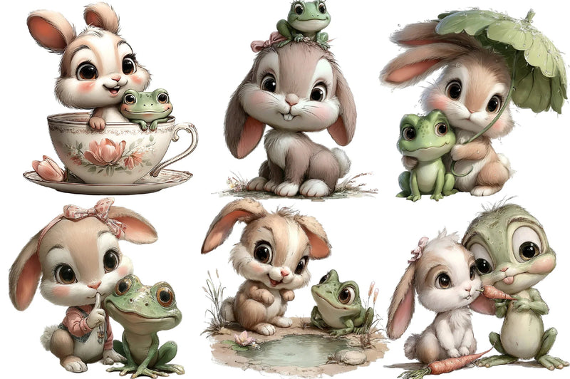 Bunnies and Frogs Clipart Bundle - CraftNest - Digital Crafting and Art