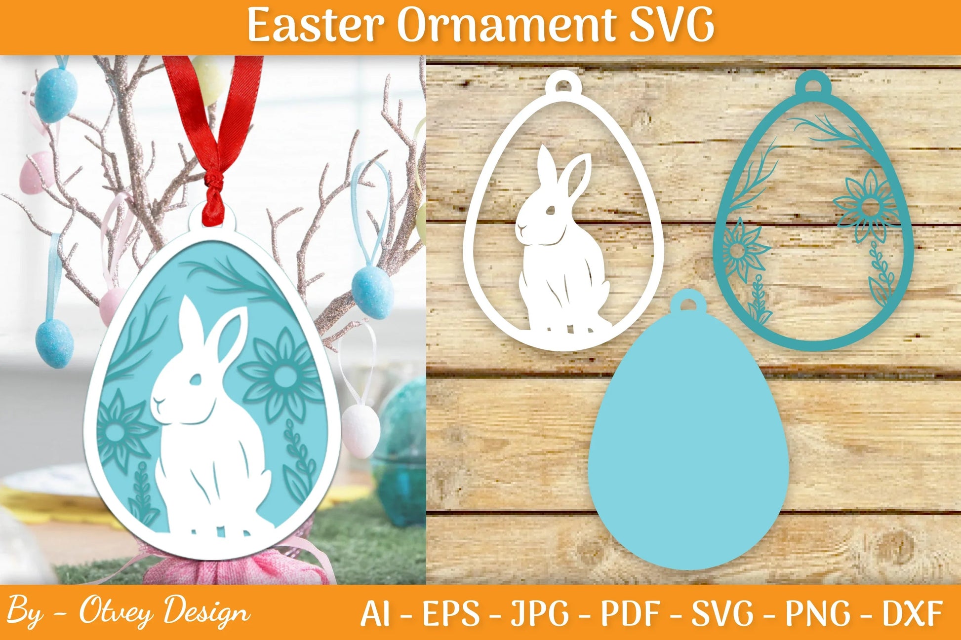 Bunny Easter Layered Ornaments SVG Bundle - CraftNest - Digital Crafting and Art