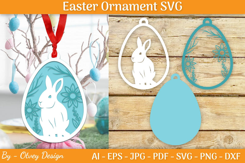 Bunny Easter Layered Ornaments SVG Bundle - CraftNest - Digital Crafting and Art