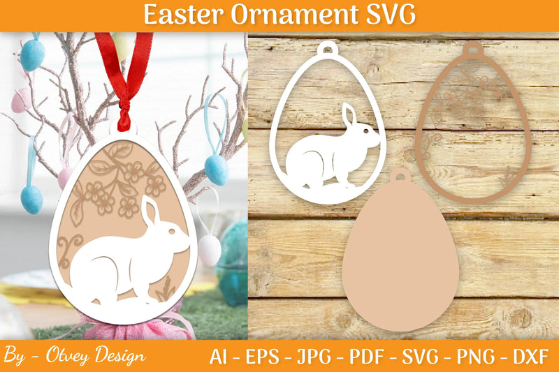 Bunny Easter Layered Ornaments SVG Bundle - CraftNest - Digital Crafting and Art