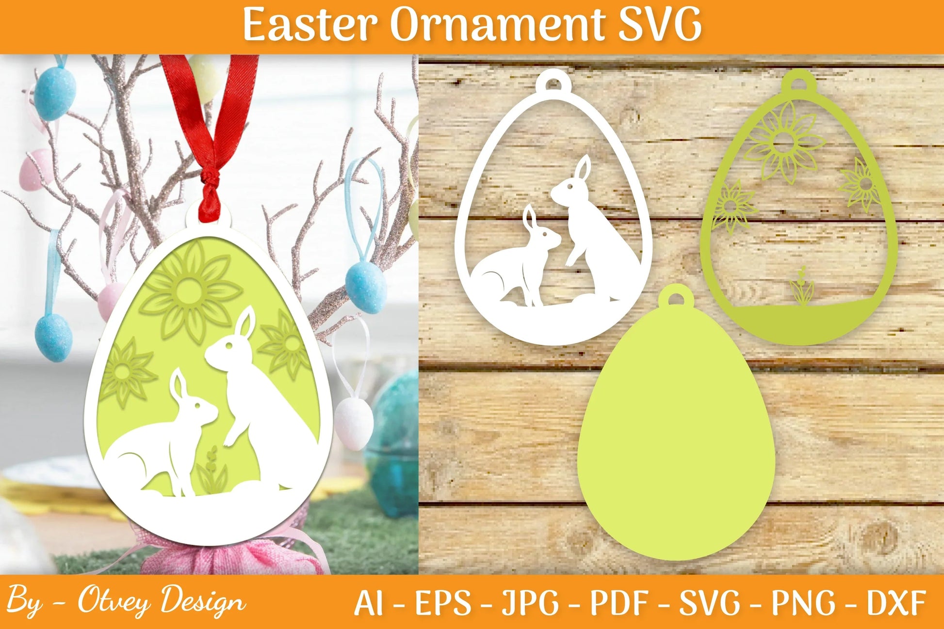 Bunny Easter Layered Ornaments SVG Bundle - CraftNest - Digital Crafting and Art